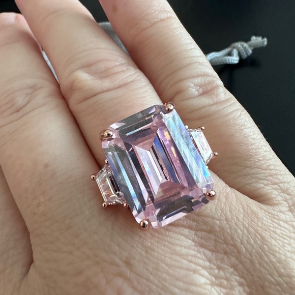 Pink CZ set in rose gold fashion ring by Joan Boyce - Picture 7 of 14